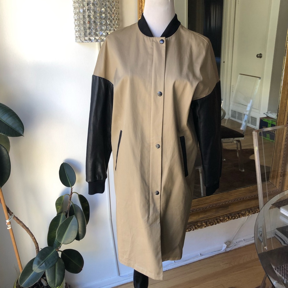 Mackage Women's Tan and Black coat with leather sleeves size XS/S